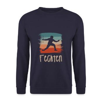 Retro Vintage Classic Fencing Fencer - Unisex Pullover - Navy - Vorne - Alina (178cm) & Michal (187cm)