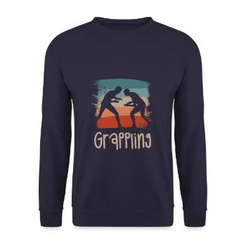 Retro Vintage Classic Grappling Grappler - Unisex Sweatshirt - navy - Front - Alina (178cm) & Michal (187cm)