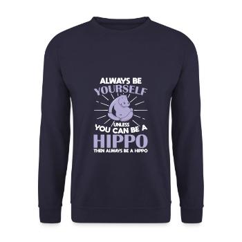 Funny Be A Hippopotamus - Unisex Pullover - Navy - Vorne - Alina (178cm) & Michal (187cm)