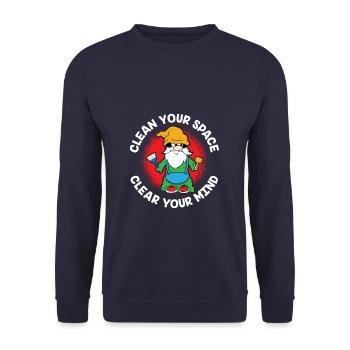 Clean Your Space Clear Your Mind - Unisex Pullover - Navy - Vorne - Alina (178cm) & Michal (187cm)