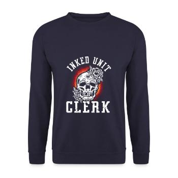 Inked Unit Clerk - Unisex Pullover - Navy - Vorne - Alina (178cm) & Michal (187cm)
