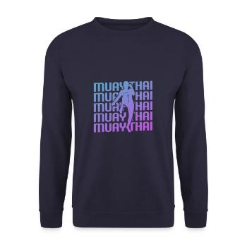 Retro Vintage Classic Muay Thai Boxing Martial - Unisex Sweatshirt - navy - Front - Alina (178cm) & Michal (187cm)
