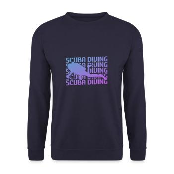 Retro Vintage Classic Scuba Diving Scuba Diver - Unisex Pullover - Navy - Vorne - Alina (178cm) & Michal (187cm)