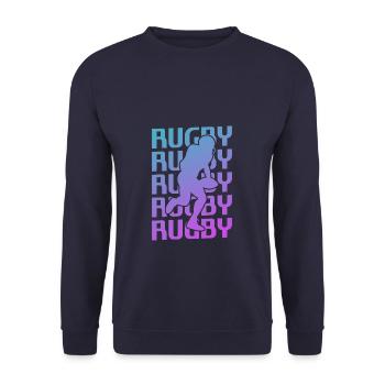 Joueur de rugby classique rétro vintage - Sweat-shirt Unisexe - marine - Devant - Alina (178cm) & Michal (187cm)