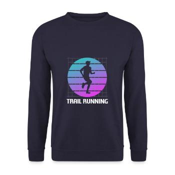 Retro Vintage Classic Trail Running Runner - Unisex Pullover - Navy - Vorne - Alina (178cm) & Michal (187cm)