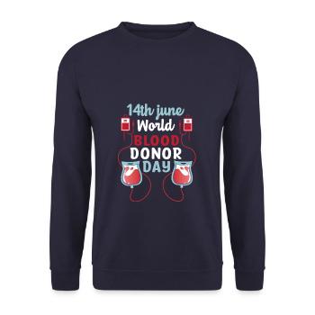World Blood Donor Day - Unisex Pullover - Navy - Vorne - Alina (178cm) & Michal (187cm)