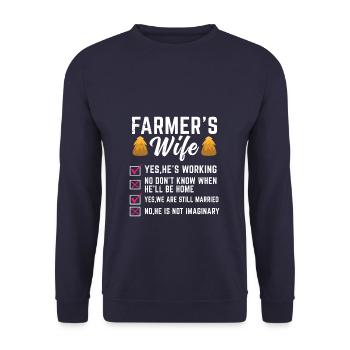 Farmer's Wife Yes He's Working - Unisex Pullover - Navy - Vorne - Alina (178cm) & Michal (187cm)