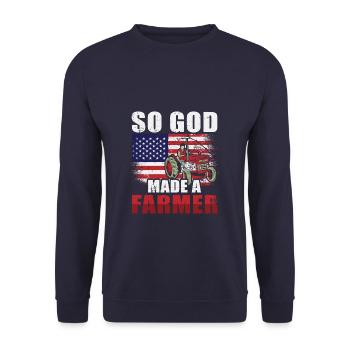 God Created A Farmer - Unisex Pullover - Navy - Vorne - Alina (178cm) & Michal (187cm)