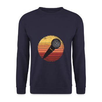 Vintage Retro Microphone - Unisex Pullover - Navy - Vorne - Alina (178cm) & Michal (187cm)