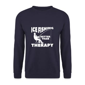 Ice Fishing Better Than Therapy Fisherman - Unisex Sweatshirt - navy - Front - Alina (178cm) & Michal (187cm)