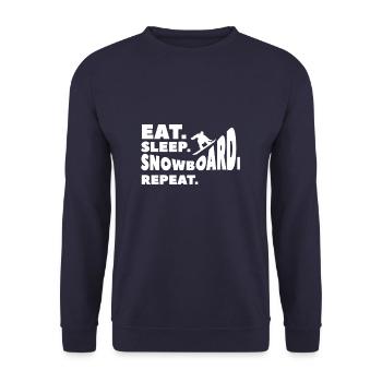 Eat Sleep Snowboard Repeat Snowboarding Snowboarde - Unisex Sweatshirt - navy - Front - Alina (178cm) & Michal (187cm)