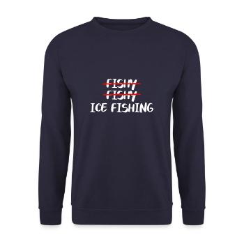 Ice Fishing Fish Fisherman - Unisex Pullover - Navy - Vorne - Alina (178cm) & Michal (187cm)