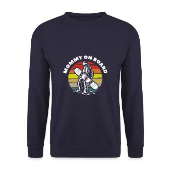 Mommy On Board Snowboarding Snowboard Snowboarder - Unisex Pullover - Navy - Vorne - Alina (178cm) & Michal (187cm)
