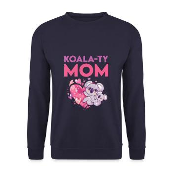 Pun Koala Koalaty Mom - Unisex Pullover - Navy - Vorne - Alina (178cm) & Michal (187cm)