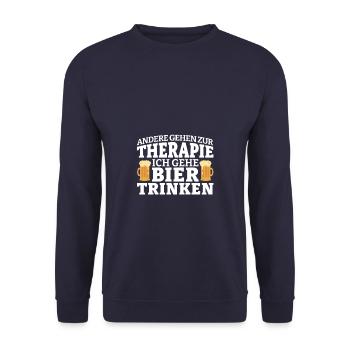 Andere Gehen Zur Therapie Ich Gehe Bier Trinken - Unisex Pullover - Navy - Vorne - Alina (178cm) & Michal (187cm)