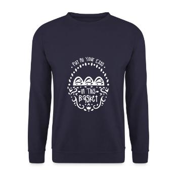 Put All Your Eggs In This Basket Bible Easter - Unisex Sweatshirt - navy - Front - Alina (178cm) & Michal (187cm)