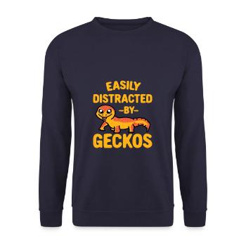 Funny Gecko Easily Distracted By Geckos - Unisex Sweatshirt - navy - Front - Alina (178cm) & Michal (187cm)