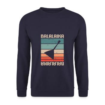 Retro Vintage Classic Balalaika Player Instrument - Unisex Pullover - Navy - Vorne - Alina (178cm) & Michal (187cm)