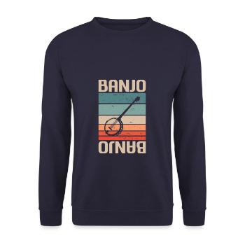 Retro Vintage Classic Banjo Instrument Banjoist - Unisex Sweatshirt - navy - Front - Alina (178cm) & Michal (187cm)