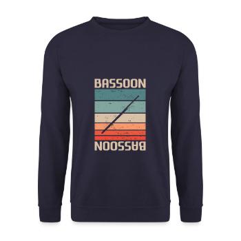 Retro Vintage Classic Bassoon Player Instrument - Unisex Pullover - Navy - Vorne - Alina (178cm) & Michal (187cm)