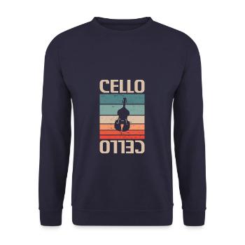 Retro Vintage Classic Cello Player Instrument - Unisex Sweatshirt - navy - Front - Alina (178cm) & Michal (187cm)