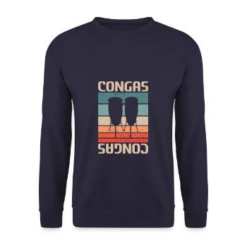 Retro Vintage Classic Congas Player Instrument - Unisex Pullover - Navy - Vorne - Alina (178cm) & Michal (187cm)