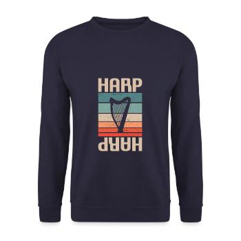 Retro Vintage Classic Harp Instrument Guita - Unisex Pullover - Navy - Vorne - Alina (178cm) & Michal (187cm)