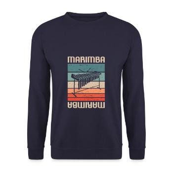 Retro Vintage Classic Marimba Player Instrument - Unisex Pullover - Navy - Vorne - Alina (178cm) & Michal (187cm)