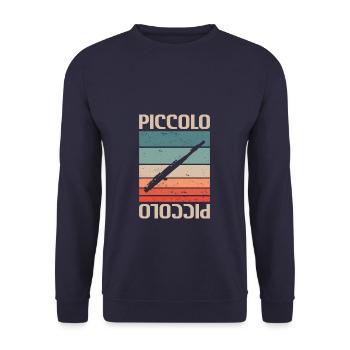 Retro Vintage Classic Piccolo Player Instrument - Unisex Pullover - Navy - Vorne - Alina (178cm) & Michal (187cm)