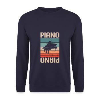 Pianiste d’instrument de piano classique rétro vintage - Sweat-shirt Unisexe - marine - Devant - Alina (178cm) & Michal (187cm)