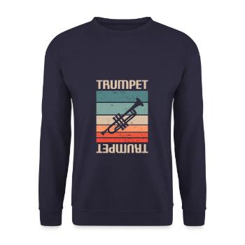 Retro Vintage Classic Trumpet Instrument Guita - Unisex Pullover - Navy - Vorne - Alina (178cm) & Michal (187cm)