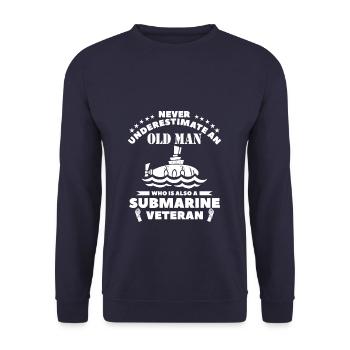 Never Underestimate An Old Man Who Is A Submarine - Unisex Pullover - Navy - Vorne - Alina (178cm) & Michal (187cm)