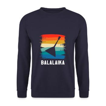 Retro Vintage Classic Balalaika Player Instrument - Unisex Pullover - Navy - Vorne - Alina (178cm) & Michal (187cm)