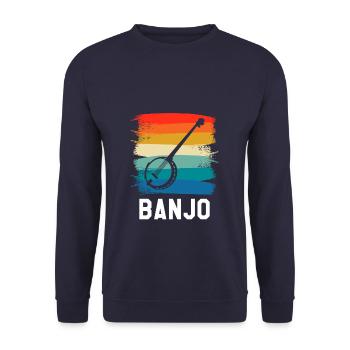 Retro Vintage Classic Banjo Instrument Banjoist - Unisex Sweatshirt - navy - Front - Alina (178cm) & Michal (187cm)