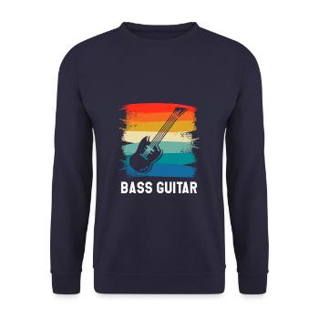 Retro Vintage Classic Instrument de Guitare Basse Guita - Sweat-shirt Unisexe - marine - Devant - Alina (178cm) & Michal (187cm)