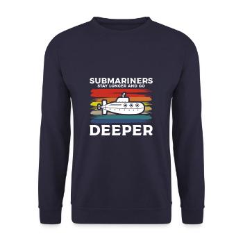 Submariners Stay Longer And Go Deeper For A Navy S - Unisex Sweatshirt - navy - Front - Alina (178cm) & Michal (187cm)