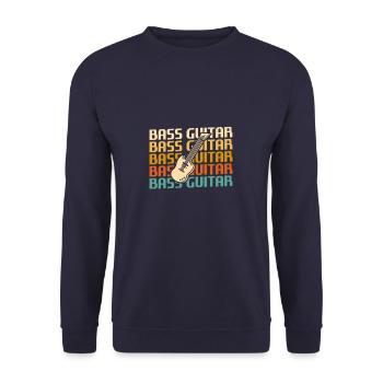 Retro Vintage Classic Instrument de Guitare Basse Guita - Sweat-shirt Unisexe - marine - Devant - Alina (178cm) & Michal (187cm)