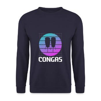 Retro Vintage Classic Congas Player Instrument - Unisex Pullover - Navy - Vorne - Alina (178cm) & Michal (187cm)