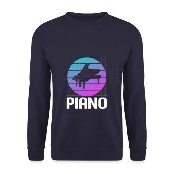 Pianiste d’instrument de piano classique rétro vintage - Sweat-shirt Unisexe - marine - Devant - Alina (178cm) & Michal (187cm)