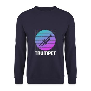 Retro Vintage Classic Trumpet Instrument Guita - Unisex Pullover - Navy - Vorne - Alina (178cm) & Michal (187cm)