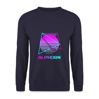 Retro Vintage Classic pour un joueur de cor des Alpes fait - Sweat-shirt Unisexe - marine - Devant - Alina (178cm) & Michal (187cm)