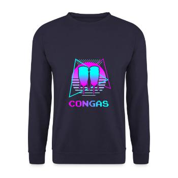 Retro Vintage Classic Congas Player Instrument - Unisex Pullover - Navy - Vorne - Alina (178cm) & Michal (187cm)