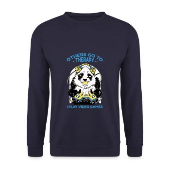 Others Go To Therapy I Play Video Games - Unisex Sweatshirt - navy - Front - Alina (178cm) & Michal (187cm)
