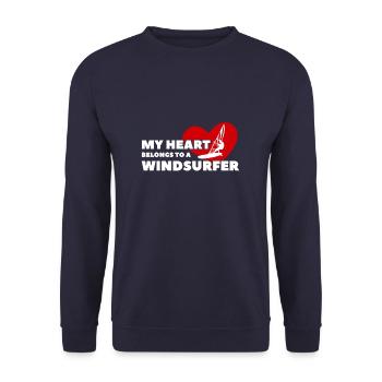 My Heart Belongs To A Windsurfer Windsurfing - Unisex Pullover - Navy - Vorne - Alina (178cm) & Michal (187cm)