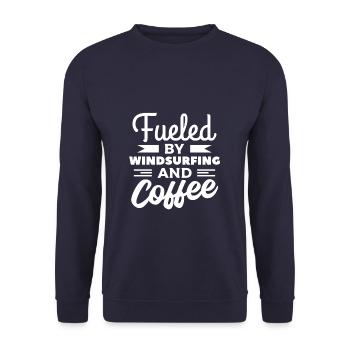 Fueled By Windsurfing And Coffee Windsurfer - Unisex Sweatshirt - navy - Front - Alina (178cm) & Michal (187cm)