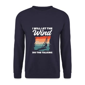 Je laisserai le vent faire la victoire de la planche à voile parlante - Sweat-shirt Unisexe - marine - Devant - Alina (178cm) & Michal (187cm)