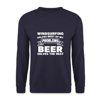 Windsurfing Solves Most Of My Problems Beer Solves - Unisex Sweatshirt - navy - Front - Alina (178cm) & Michal (187cm)
