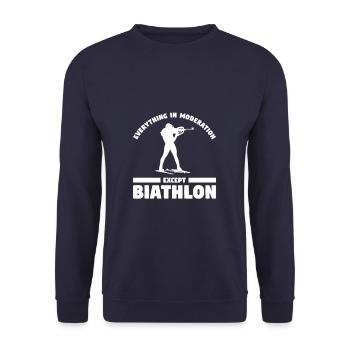 Everything In Moderation Except Biathlon Bia - Unisex Sweatshirt - navy - Front - Alina (178cm) & Michal (187cm)
