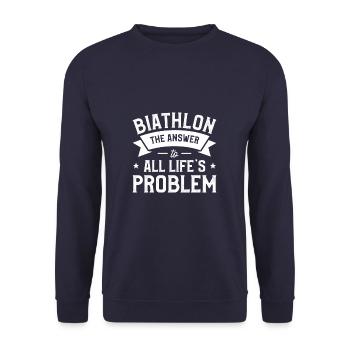 Biathlon The Answer To All Life's Problem Biathlete - Unisex Sweatshirt - navy - Front - Alina (178cm) & Michal (187cm)