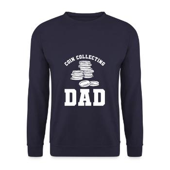 Coin Collecting Dad Collector Numismatics Numismat - Unisex Sweatshirt - navy - Front - Alina (178cm) & Michal (187cm)